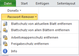 Menü Excel Passwort Remover