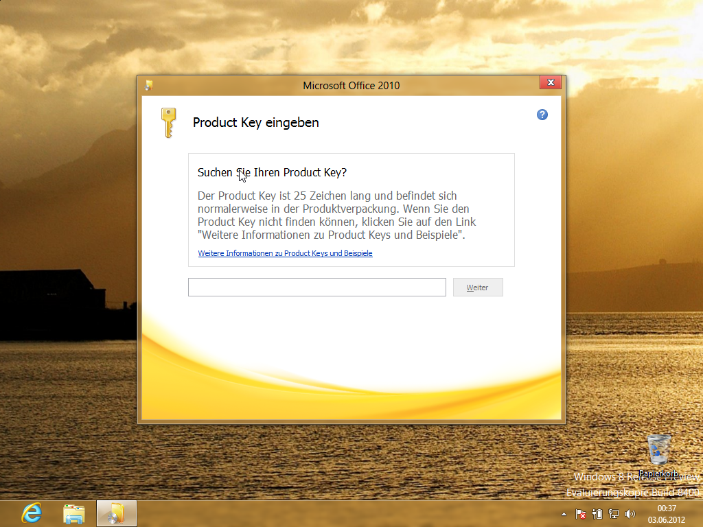 Installation von Office 2010 unter Windows 8