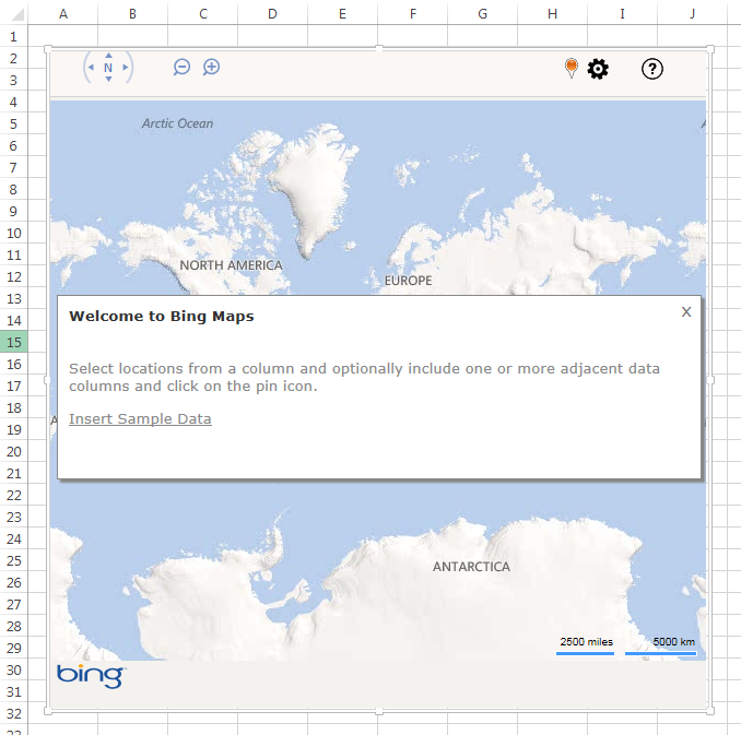 Bing Maps in Excel 2013