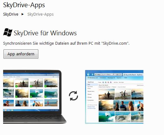 SkyDrive App anfordern