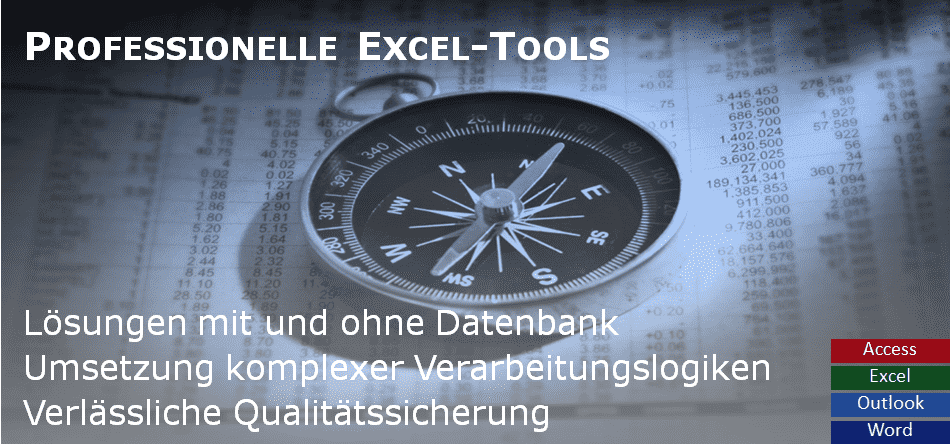 Excel Programme mit und ohne Datenbankanbindung, sehr gute Qualitätssicherung und Realisierung umfassender Verarbeitungslogiken