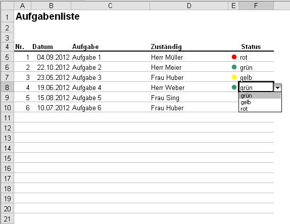 Aufgabenliste Mit Statusampel Excel Inside Solutions